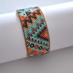 Peyote karkötő indián mintával, Ékszer, Karkötő, Gyöngyös karkötő, Ékszerkészítés, Gyöngyfűzés, gyöngyhímzés, MESKA