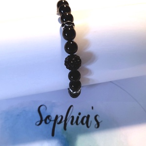 Onix ásványkarkötő Shamballa gyönggyel / Fekete Achát ásvány karkötő, Ékszer, Karkötő, Gyöngyös karkötő, Ékszerkészítés, Gyöngyfűzés, gyöngyhímzés, MESKA