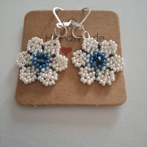 Karácsonyi fülbevaló - hópihe / Huitchol fülbevaló sterling ezüst akasztóvalés swarovski gyönggyel, Ékszer, Fülbevaló, Lógó csepp fülbevaló, , MESKA