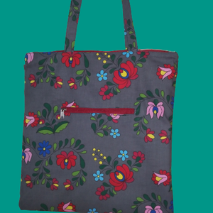 Vászon cipzáros, bélelt táska, szatyor oldalán cipzáros zsebbel, választható mintával - táska & tok - bevásárlás & shopper táska - shopper, textiltáska, szatyor - Meska.hu