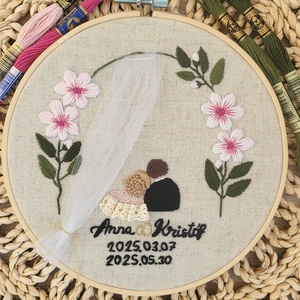 Hímzett esküvői emlék/gyűrűtartó, Otthon & Életmód, Dekoráció, Dísztárgy, Hímzés, MESKA
