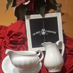 Bájos fehér hollóházi porcelán és vintage teás ajándékdoboz - otthon & életmód - papír, írószer - ajándékozás kellékei - ajándékzsák, csomagolás - Meska.hu