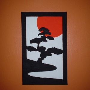 Modern festmény - Japán tájkép - Meska.hu