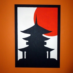 Japán festmény - Japán pagoda - Meska.hu