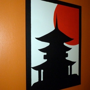 Japán festmény - Japán pagoda -  - Meska.hu