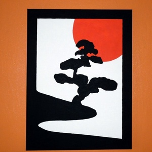 Japán festmény - Japán bonsai fa - Meska.hu