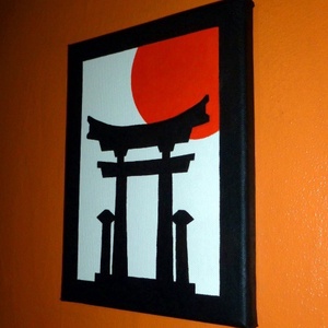 Japán festmény - Japán Kapu - művészet - festmény - akril - Meska.hu