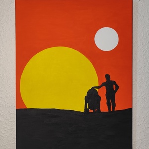 R2D2 és C3PO festmény - Star Wars, Művészet, Festmény, Akril, Festészet, Fotó, grafika, rajz, illusztráció, MESKA