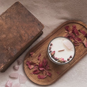 Rózsás ásványos kézműves szójagyertya - otthon & életmód - gyertya, illat, aroma - gyertya - Meska.hu