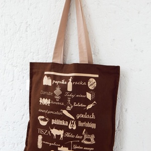 Jelképekszatyor  csokoládébeige - táska & tok - bevásárlás & shopper táska - shopper, textiltáska, szatyor - Meska.hu