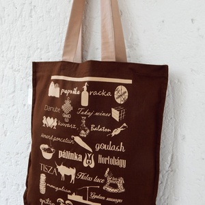 Jelképekszatyor  csokoládébeige - táska & tok - bevásárlás & shopper táska - shopper, textiltáska, szatyor - Meska.hu