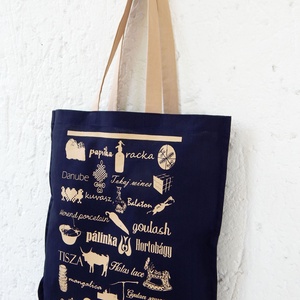 Jelképekszatyor  sötétkékbeige - táska & tok - bevásárlás & shopper táska - shopper, textiltáska, szatyor - Meska.hu