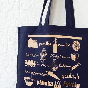 Jelképekszatyor  sötétkék - táska & tok - bevásárlás & shopper táska - shopper, textiltáska, szatyor - Meska.hu