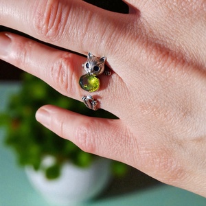 Peridot gyűrű Sterling 925 ezüstben , Ékszer, Gyűrű, Figurális gyűrű, Mindenmás, MESKA