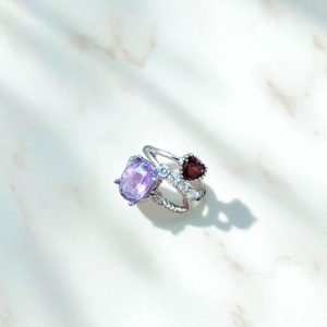 Gránát gyűrű szív formában  - ékszer - gyűrű - szoliter gyűrű - Meska.hu