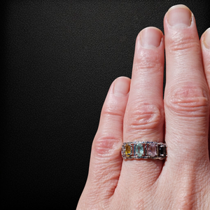 4 köves, színes turmalin gyűrű - Meska.hu