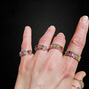 4 köves, színes turmalin gyűrű - ékszer - gyűrű - többköves gyűrű - Meska.hu