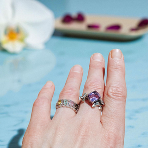 4 köves, színes turmalin gyűrű - ékszer - gyűrű - többköves gyűrű - Meska.hu