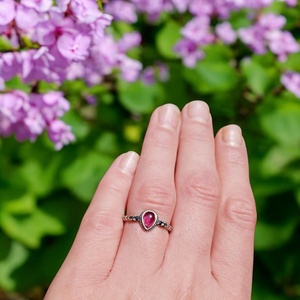 Lila gránát gyűrű Sterling 925 ezüstben  - Meska.hu