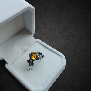 Citrin gyűrű Sterling 925 ezüstben, Ékszer, Gyűrű, Szoliter gyűrű, Gyöngyfűzés, gyöngyhímzés, Mindenmás, MESKA
