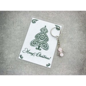 Merry Christmas kulcstartó rózsakvarccal - Meska.hu