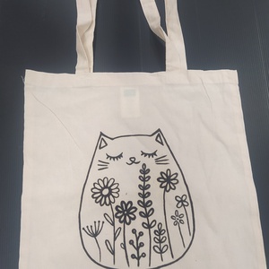 Cicás vászontáska - táska & tok - bevásárlás & shopper táska - shopper, textiltáska, szatyor - Meska.hu