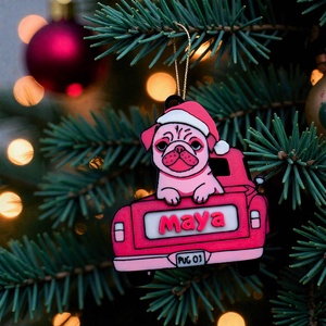 Névvel Kérhető Egyedi Mopsz Kutyás Karácsonyfasísz Neves Háziállatos Dekor - karácsony - karácsonyi lakásdekoráció - karácsonyfadíszek - Meska.hu