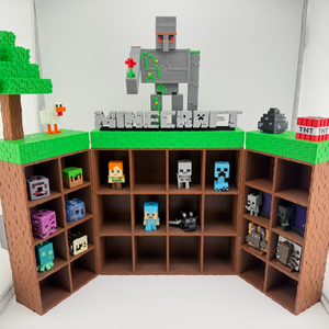 Minecraft Kinder Joy Figura Játék Tartó Állvány Díszlettel, Otthon & Életmód, Dekoráció, Fali és függő dekoráció, Fali kulcstartó, , MESKA