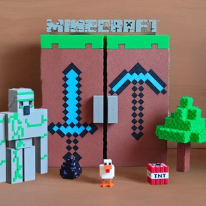 Minecraft Kinder Joy Figura Játék Tartó Állvány Díszlettel - otthon & életmód - dekoráció - fali és függő dekoráció - fali kulcstartó - Meska.hu