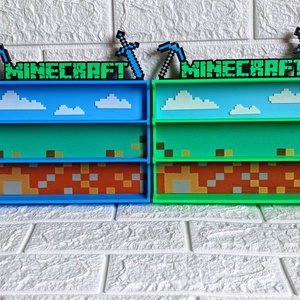 Minecraft Kinder Joy Figura Játék Tartó Állvány Díszlettel - otthon & életmód - dekoráció - fali és függő dekoráció - fali kulcstartó - Meska.hu