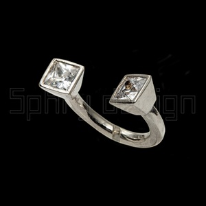 Szögletesköves Nyitott Ezüst gyürü, Ékszer, Gyűrű, Többköves gyűrű, , MESKA