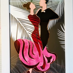  TANGÓ.  /Táncospár 2 féle színben/. Romantikus, dekorációs falikép, üvegfestmény. - művészet - festmény - festmény vegyes technika - Meska.hu