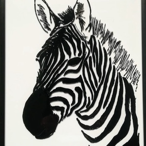Zebrás képek. #Zebra#, üvegfestmény Vasarely stilusban, fekete-fehérben, felnőtteknek és gyerekeknek is. - művészet - festmény - festmény vegyes technika - Meska.hu