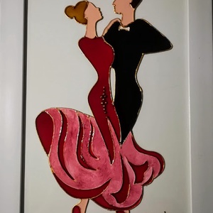 TANGÓ.  /Táncospár 2 féle színben/. Romantikus, dekorációs falikép, üvegfestmény. - művészet - festmény - festmény vegyes technika - Meska.hu
