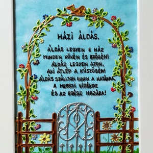 Házi Áldás. /Kapus/ Alkalomra és személyre szabható. Választható szöveggel. Népies, magyaros üvegfestmény., Otthon & Életmód, Vallás, Házi áldás, Festészet, Üvegművészet, MESKA