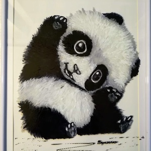 Panda mánia. Pandás képek. Üvegre festett falikép, üvegfestmény., Művészet, Festmény, Festmény vegyes technika, Üvegművészet, Festészet, MESKA
