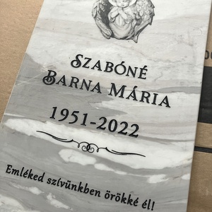 Emléktábla, névtábla, sírtábla fotógravírozással - otthon & életmód - vallás - temetkezési tárgy - Meska.hu