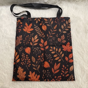 Őszi vászontáska � levélmintás, vízlepergető bevásárlótáska - táska & tok - bevásárlás & shopper táska - shopper, textiltáska, szatyor - Meska.hu