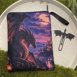 Alkonyi sárkány � lila fantasy könyvtok, ajándék 3D nyomtatott könyvjelzővel - Meska.hu