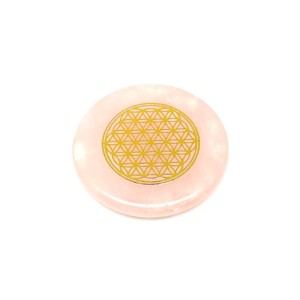 Rózsakvarc korong életvirág arany matricás 5cm, Kellékek & szerszámok, Ásvány alapanyag, , MESKA