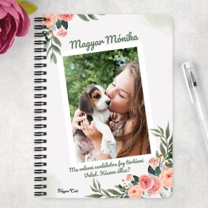 Saját fotós, személyre szabható - Akvarell virágos mintás A5-ös füzet - otthon & életmód - papír, írószer - jegyzetfüzet & napló - Meska.hu