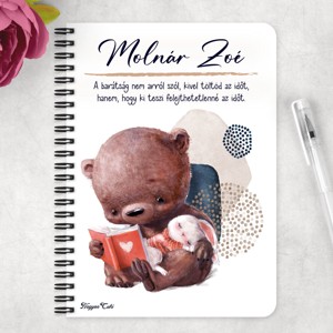 Személyre szabható - Maci és Nyuszi mintás A5-ös füzet - otthon & életmód - papír, írószer - jegyzetfüzet & napló - Meska.hu