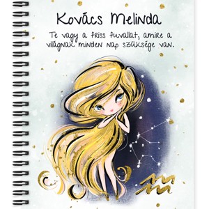 Személyre szabható - Szőke hajú Csini Vízöntő lány mintás A5-ös füzet, Otthon & Életmód, Papír, írószer, Jegyzetfüzet & Napló, , MESKA