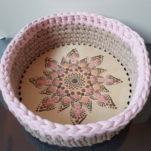 Horgolt kosár mandala díszítéssel - otthon & életmód - dekoráció - spiritualitás - mandala - Meska.hu