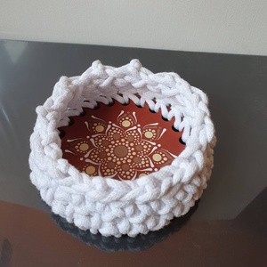 Horgolt kosár mandala díszítéssel - otthon & életmód - dekoráció - spiritualitás - mandala - Meska.hu