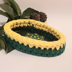 Horgolt kosár mandala díszítéssel - otthon & életmód - dekoráció - spiritualitás - mandala - Meska.hu
