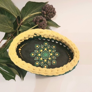 Horgolt kosár mandala díszítéssel - Meska.hu