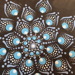 Fekete alapon kék és fehér mandala - otthon & életmód - dekoráció - spiritualitás - mandala - Meska.hu