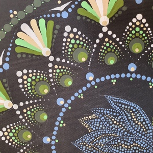 Fekete alapon zöld és áfonya és fehér színű mandala, liliom jelképpel - otthon & életmód - dekoráció - spiritualitás - mandala - Meska.hu