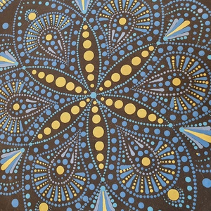 Fekete alapon kék és sárga színű mandala - otthon & életmód - dekoráció - spiritualitás - mandala - Meska.hu